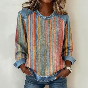 Brisavienne - Blouse Met Kleurrijke Strepen