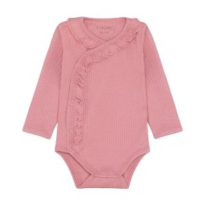 Fixoni – Overslagromper met lange mouw – Rib – Dusty rose