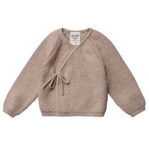 Puri Organic – Overslag vestje gebreid – Sand melange – 100% Merinowol