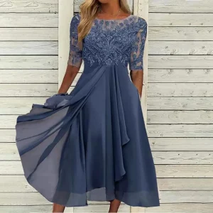 Amya - Elegante Geborduurde Chiffon Jurk